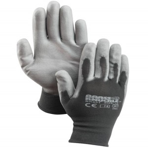 BRASS KNUCKLE BK400-6 Glove, 13 Gauge Thickness, Polyurethane Coating, Red Cuff, Gray, 12 Dozen | CF6DGW