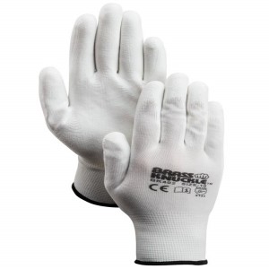 BRASS KNUCKLE BK402-10 Handschuh, 13 Gauge Dicke, Polyurethan-Beschichtung, schwarze Manschette, weiß, 12 Dutzend | CF6DHP