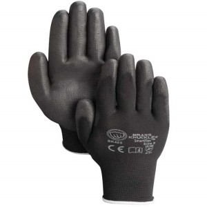 BRASS KNUCKLE BK403-11 Handschuh, 13 Gauge Dicke, Polyurethan-Beschichtung, dunkelviolette Manschette, schwarz, 12 Dutzend | CF6DGD