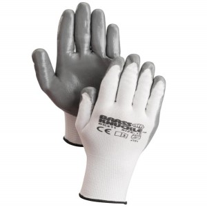 BRASS KNUCKLE BK411-11 Handschuh, 13 Gauge Dicke, Nitrilbeschichtung, dunkelviolette Stulpe, weiß, 12 Dutzend | CF6DHJ
