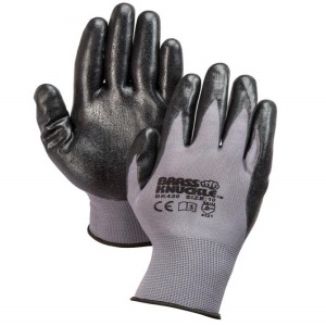 BRASS KNUCKLE BK420-10 Handschuh, 13 Gauge Dicke, Schaumstoff-Nitril-Beschichtung, schwarze Manschette, grau, 12 Dutzend | CF6DEF