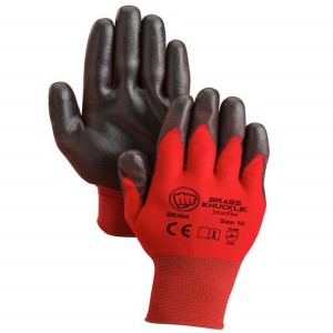 BRASS KNUCKLE BK504-8 Handschuh, 15 Gauge Dicke, Polyurethan-Beschichtung, grüne Manschette, rot, 12 Dutzend | CF6DHF