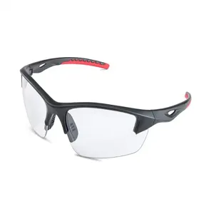 BRASS KNUCKLE BKFIX-3060NP Safety Glass, Clear Lens, Red Accent, Black Frame, Anti Fog, 300Pk | CF6DBL