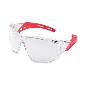 BRASS KNUCKLE BKFLEX-4001 Safety Glass, Clear Lens, Red Taper, Clear Frame, Anti Fog, 300Pk | CF6DBT