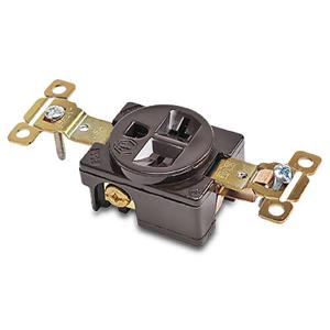 BRYANT 5461 Industrial Heavy Duty Single Straight Blade Receptacle, 20A, 250 VAC, 1-Phase, 2-Pole | CV6VKA