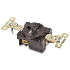 BRYANT 5661 Industrial Heavy Duty Single Straight Blade Receptacle, 15A, 250 VAC, 1-Phase, 2-Pole | CV6VKB