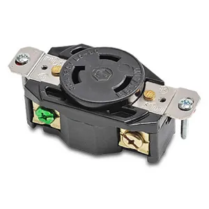 BRYANT 70530FR Industrial Heavy Duty Single Locking Blade Receptacle, 30A, 125 VAC, 1-Phase, 2-Pole | CV6VKC