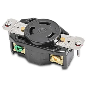 BRYANT 70630FR Industrial Heavy Duty Single Locking Blade Receptacle, 30A, 250 VAC, 1-Phase, 2-Pole | CV6VKE