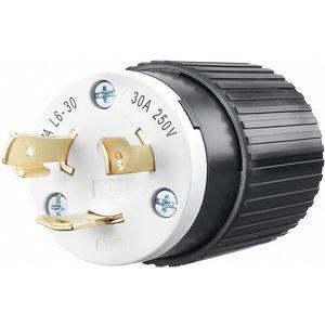 BRYANT 70630NP Industrial Grade Non-Shrouded Locking Plug, Black/White, 30A | CD3KHK 49YX27
