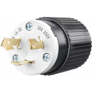 BRYANT 70630NP Industrial Grade Non-Shrouded Locking Plug, Black/White, 30A | CD3KHK 49YX27