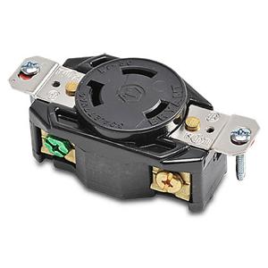 BRYANT 70730FR Industrial Heavy Duty Single Locking Blade Receptacle, 30A, 277 VAC, 1-Phase, 2-Pole | CV6VKG