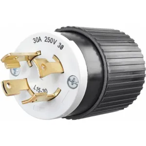 BRYANT 71530NP Industrial Grade Non-Shrouded Locking Plug, Black/White, 30A | CD3KHL 49YX33