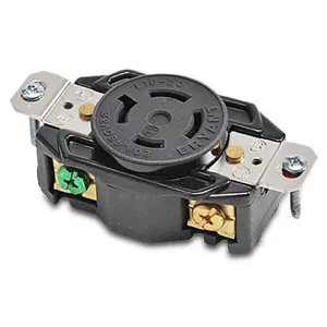 BRYANT 71620FR Industrial Heavy Duty Single Locking Blade Receptacle, 20A, 480 VAC, 3-Phase, 3-Pole | CV6VKN