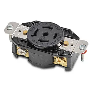 BRYANT 72120FR Industrial Heavy Duty Single Locking Blade Receptacle, 20A, 120/208 VAC, 3-Phase, 4-Pole | CV6VKR