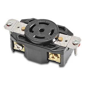 BRYANT 72130FR Industrial Heavy Duty Single Locking Blade Receptacle, 30A, 120/208 VAC, 3-Phase, 4-Pole | CV6VKT