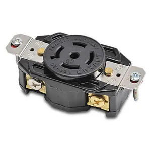 BRYANT 72220FR Industrial Heavy Duty Single Locking Blade Receptacle, 20A, 277/480 VAC, 3-Phase, 4-Pole | CV6VKU