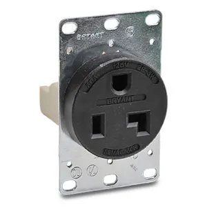 BRYANT 9530FR Industrial Heavy Duty Single Straight Blade Receptacle, 30A, 125 VAC, 1-Phase, 2-Pole | CV6VKW