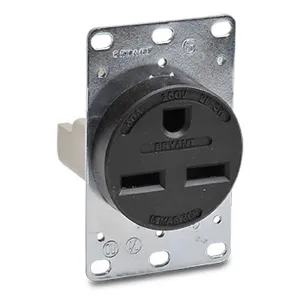 BRYANT 9630FR Industrial Heavy Duty Single Straight Blade Receptacle, 30A, 250 VAC, 1-Phase, 2-Pole | CV6VKX