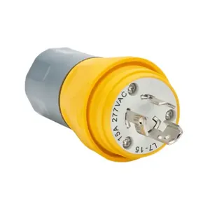 BRYANT BRY24W34 Locking Blade Plug, 15A, 277 VAC, 1-Phase, 2-Pole, 3-Wire, Ul Type 4, 4X, 6 And 6P | CV6URR