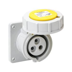 BRYANT BRY320R4W Pin And Sleeve Receptacle, 20A, 125 VAC, 1-Phase, 2-Pole, 3-Wire, 4 Hour, IP67 | CV6VKY