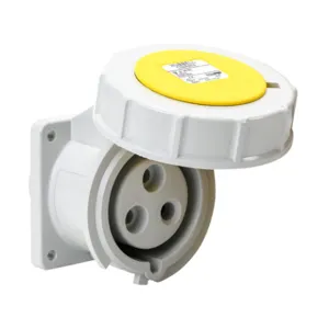 BRYANT BRY330R4W Pin And Sleeve Receptacle, 30A, 125 VAC, 1-Phase, 2-Pole, 3-Wire, 4 Hour, IP67 | CV6VLA