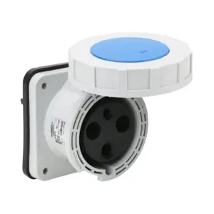 BRYANT BRY360R6W Pin And Sleeve Receptacle, 60A, 250 VAC, 1-Phase, 2-Pole, 3-Wire, 6 Hour, IP67 | CV6VLC