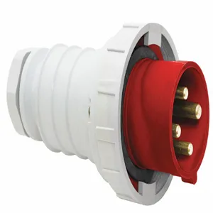 BRYANT BRY460P7W Watertight Pin And Sleeve Plug, 60Amp, 3 Phase, Nylon, Red | CH6NNF 49YX96