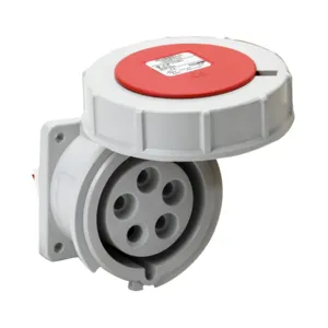 BRYANT BRY530R7W Pin And Sleeve Receptacle, 30A, 277/480VAC, 3-Phase, 4-Pole, 5-Wire, 7 Hour, IP67 | CV6VLV