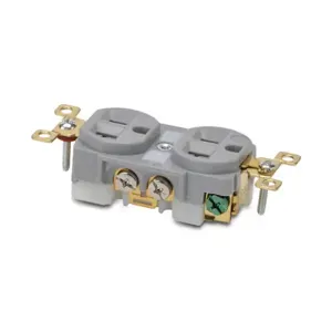 BRYANT BRY5362GRY Industrial Heavy Duty Duplex Straight Blade Receptacle, 20A, 125 VAC, 1-Phase, 2-Pole | CV6VLY