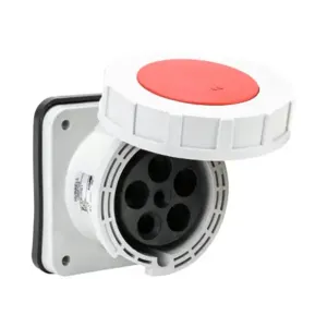 BRYANT BRY560R7W Pin And Sleeve Receptacle, 60A, 277/480 VAC, 3-Phase, 4-Pole, 5-Wire, 7 Hour, IP67 | CV6VMA