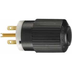 BRYANT BRY5666NP 15A Industrial Grade Straight Blade Plug, Black/White | CD2LFX 49YY54