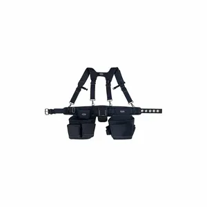 BUCKET BOSS 57100 Ballistic Tool Belt With Suspenders, Canvas, Black | CL9UGL