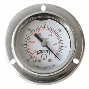 BUNTING BEARINGS PFQ2426-DRY-2FF Vacuum Gauge, -30 In To 0 In Hg Range, 1/8 MNPT, +/-2.5% Gauge Accuracy | CH6TKG 491G15