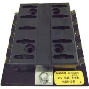 BUSSMANN 15600-10-20 Fuse Panel, 10 Pole, ATC Blade | AE8CBG 6CJF1