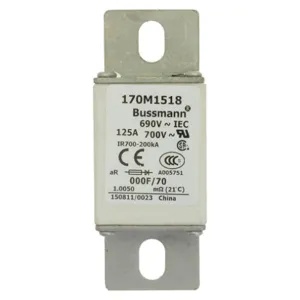 BUSSMANN 170M1518 Specialty Fuse, High Speed, 125A, Square Body Blade Fuse | BD3JRR