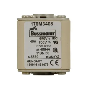 BUSSMANN 170M3408 Specialty Fuse, High Speed, 690VAC, 40A, Square Body Blade Fuse | BD3LQU