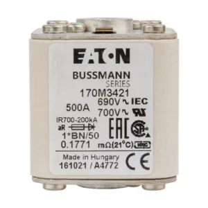 BUSSMANN 170M3421 Specialty Fuse, 500A, 690VAC | BD2KRT