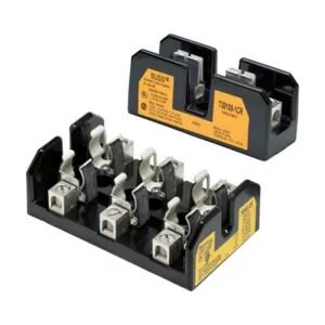 BUSSMANN 1B0089 Fuse Block, Class T, 3 Pole, 30 A, 600 V, Black | BC7XVM