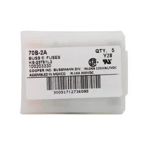 BUSSMANN 70G-1/2A Telecom Power Fuse, Fast Blow, 500mA, 125VAC, 5 Pack | BC7TUV