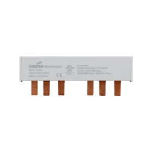 BUSSMANN BB3P100M9 Busbar, Fuse Holder Accessory, 3 Phase, 100 A, 9 Pins | BC7VZZ