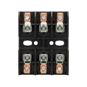 BUSSMANN BG3033B Fuse Block, 3 Pole, 30 A, 480 V, Black | BD3EKR