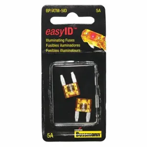 BUSSMANN BP/ATM-5ID Automotive Fuse, 5A, 32VDC, Tan Color, Indicating, 2 Pack | CQ8BUX 52CN11