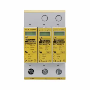 BUSSMANN BSPP31000YPV Industrial Protection Device, Surge Suppressor, 1000 VDC, 3 Pole | BD3NLX