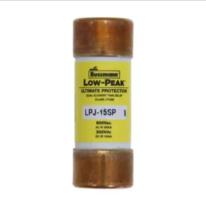 BUSSMANN LPJ-15SP Low Peak Fuse, 15 A, 600 V | AE2GKJ 4XF32