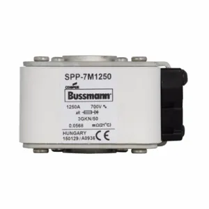 BUSSMANN SPP-7K1250 Specialty Semiconductor Fuse, 700VAC, 1.25kA, Square Body Blade Fuse | BD3CUA