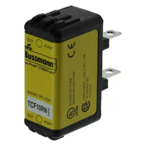 BUSSMANN TCF10RN Midget Fuse, Slow Blow, 10A, 600VAC | BD2BMK