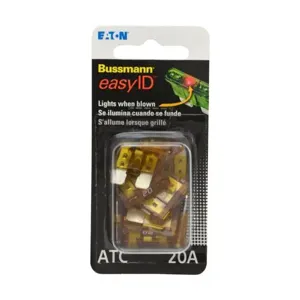 BUSSMANN VP/ATC-20ID Automotive Fuse, Fast Blow, 20A, 32VDC, Yellow, 5 Pack | BC7WJJ