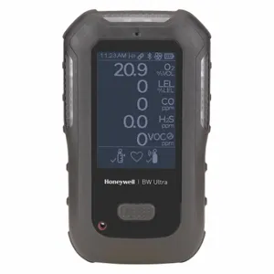 BW TECHNOLOGIES HU-X1W1H1M1S1-B-N Multi-Gas Detector, Co/H2S/Lel/O2/So2, Black, Adj, Audible/Vibrating/Visual | CQ8CBY 497A73