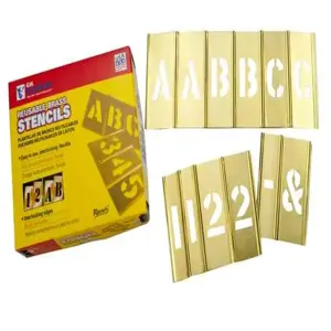 CH HANSON 10108 Letters And Number Stencil Set, 77 Pieces, 1 Inch Size, Brass | CD7BWB