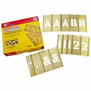 CH HANSON 10147 Letters And Number Stencil Set, 92 Pieces, 3/4 Inch Size, Brass | CD7BWL